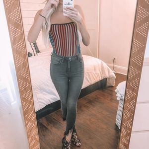 Rainbow striped tube top. Worn once!